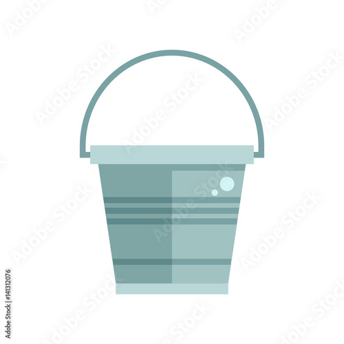 Grey garden bucket icon. Water pail metal container for gardening or housework.