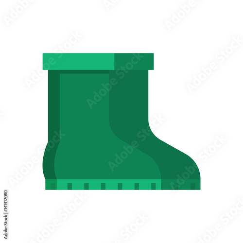 Green garden boots vector icon. Pair of gumboots isolated on white background. Symbol of garden work or autumn rainy weather.