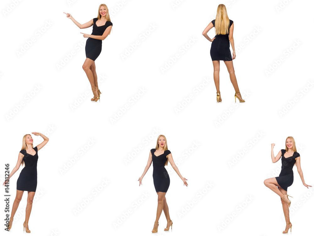 Fototapeta premium Collage of woman in fashion look isolated on white
