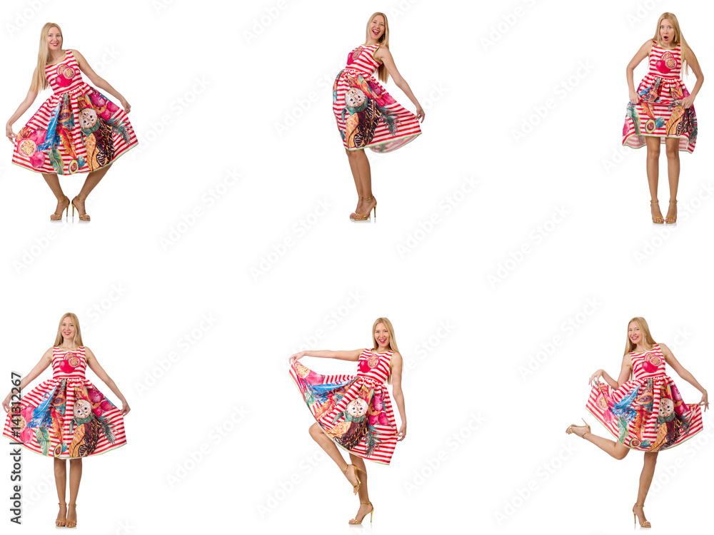 Collage of woman in fashion look isolated on white Collage of woman in fashion look isolated on white