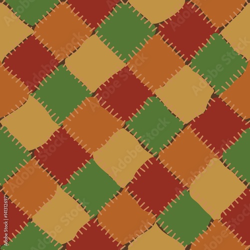 Patchwork bedspread with irregularity and imperfections, proof they were crafted by the honest simple hard-working indigenous people of wherever