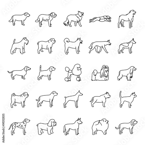 Dogs outlines vector icons