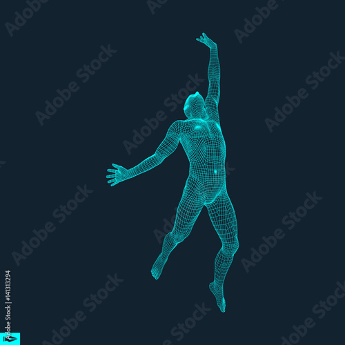 Standing Man. Human with arm up. Silhouette for sport championship.