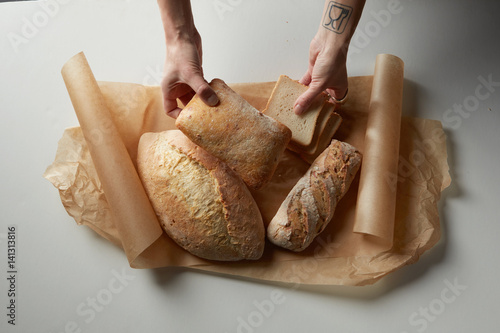 Assortment of different types of bread photo