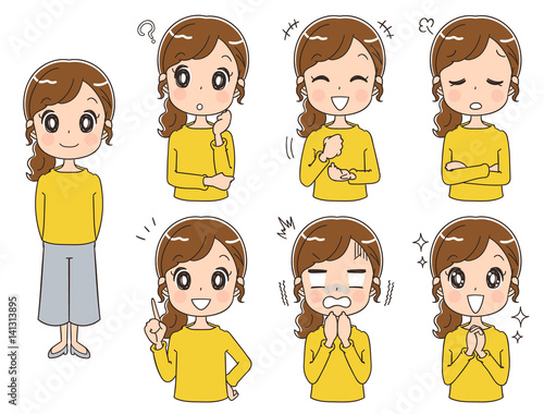 女性のイラスト（セット 全身）