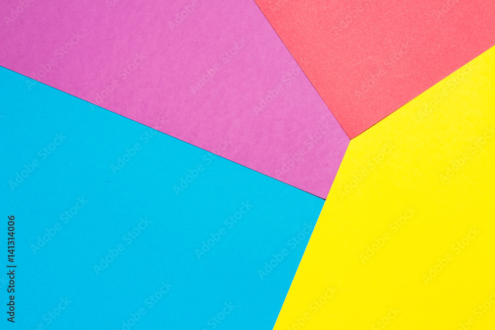 Composition with purple, blue, pink and yellow sheets