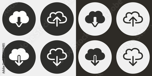 Cloud download icon set.