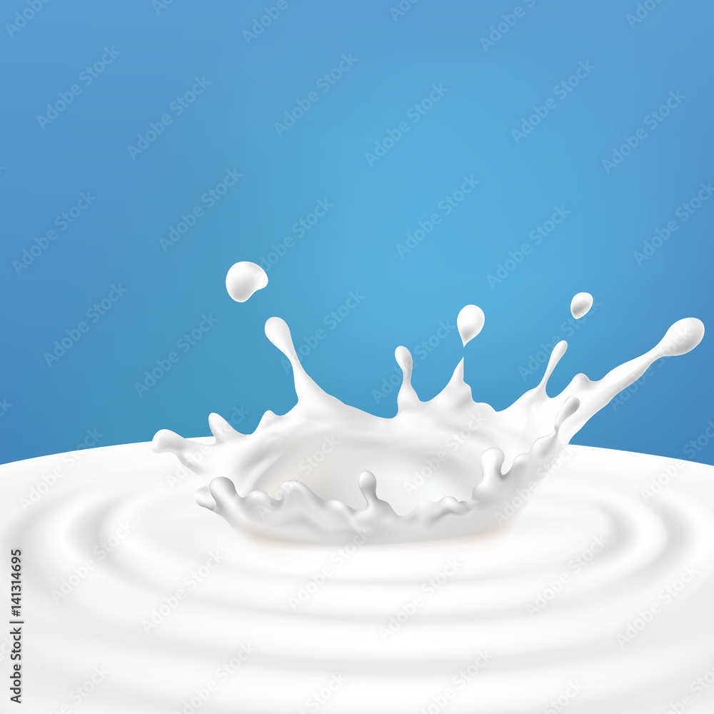 Vector illustration of a dairy splash. A great advertising poster in a realistic style for natural high-quality milk Vector illustration of a dairy splash. A great advertising poster in a realistic style for natural high-quality milk