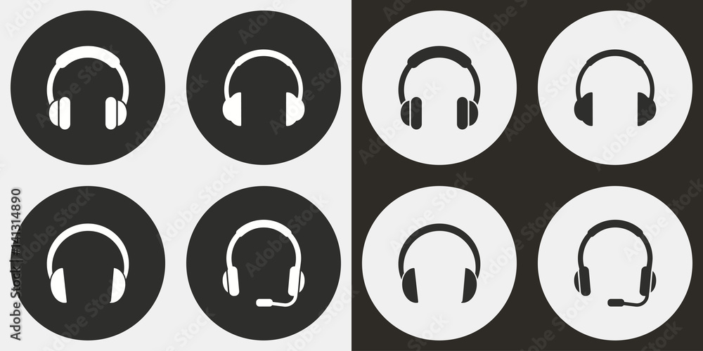 Headphone icon set. Headphone icon set.