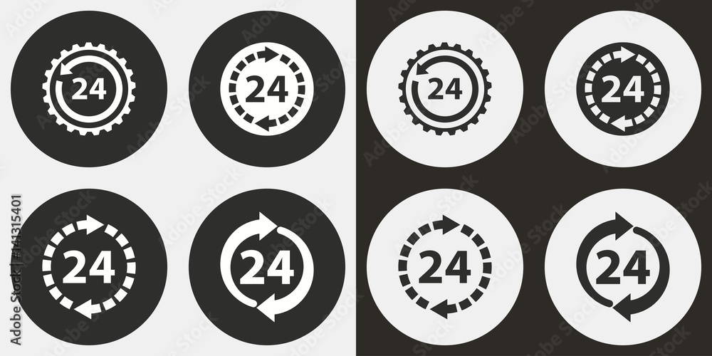 24 hour service icon set. 24 hour service icon set.
