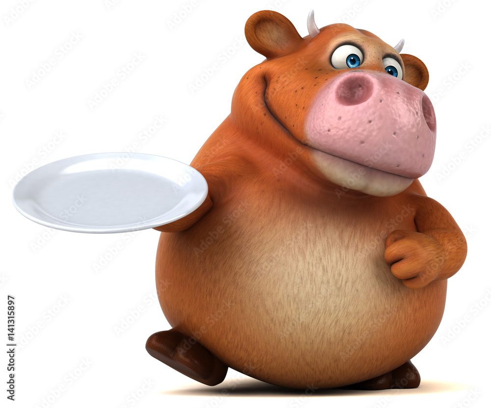 Naklejka premium Fun cow - 3D Illustration