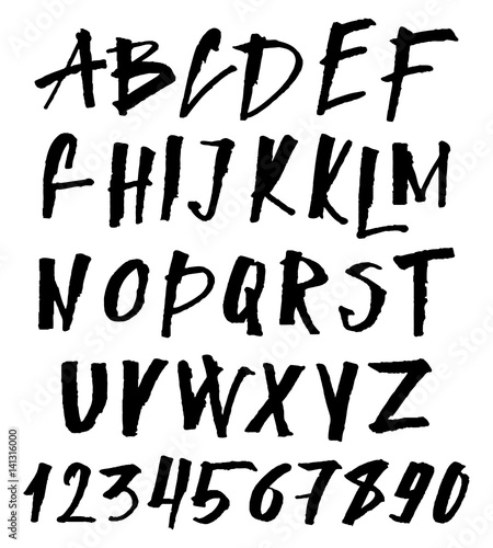 Hand Drawn Brush Font. Uppercase and Lowercase Hand Painted Ink Abc  Creative Letters for Your Design.