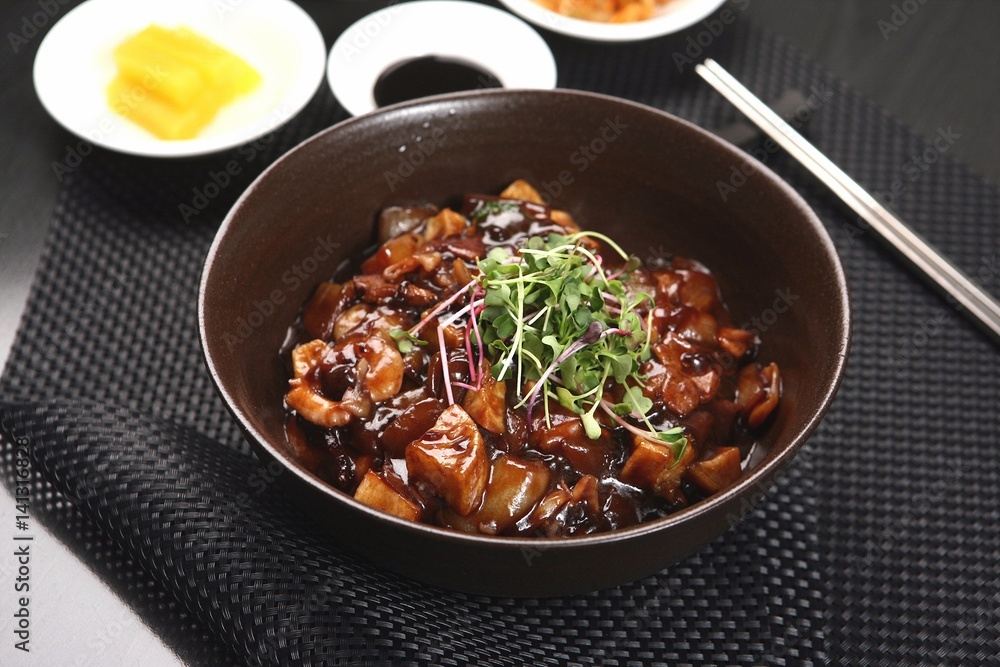 seafood jajangmyeon, black-bean-sauce noodles seafood jajangmyeon, black-bean-sauce noodles