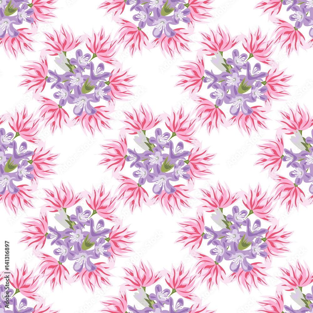 Vintage seamless pattern with cute delicate flowers. Hand-drawn floral background for textile, cover, wallpaper, gift packaging, printing, scrapbooking.Romantic design.