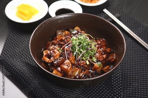seafood jajangmyeon, black-bean-sauce noodles