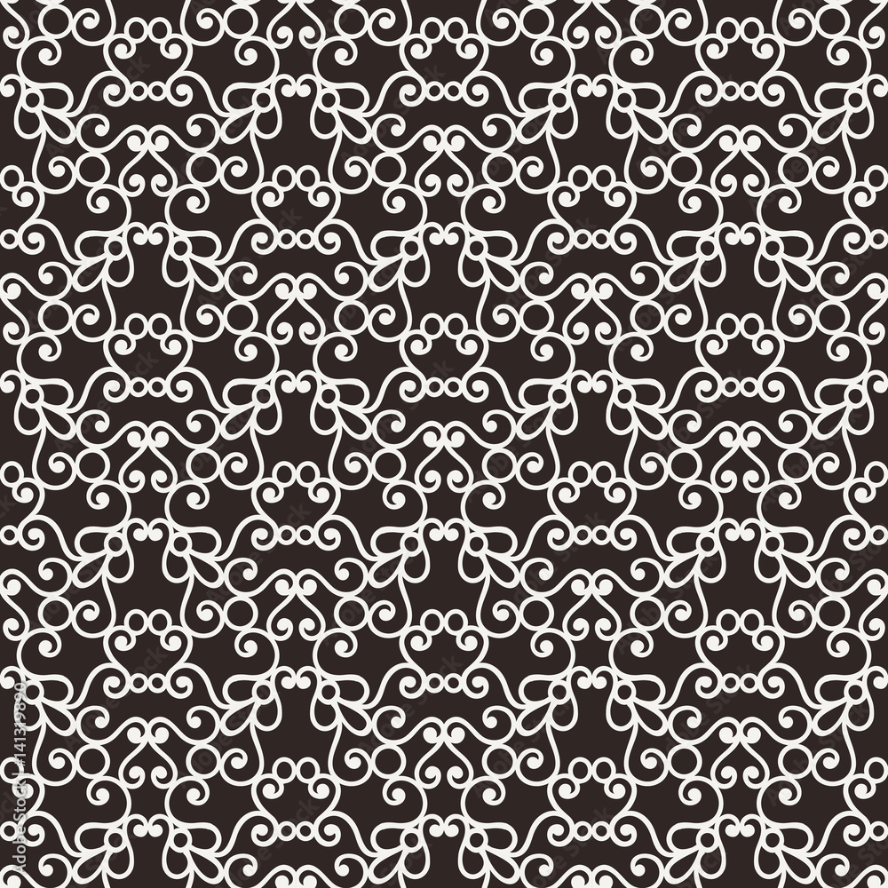 Vintage abstract curly seamless pattern.