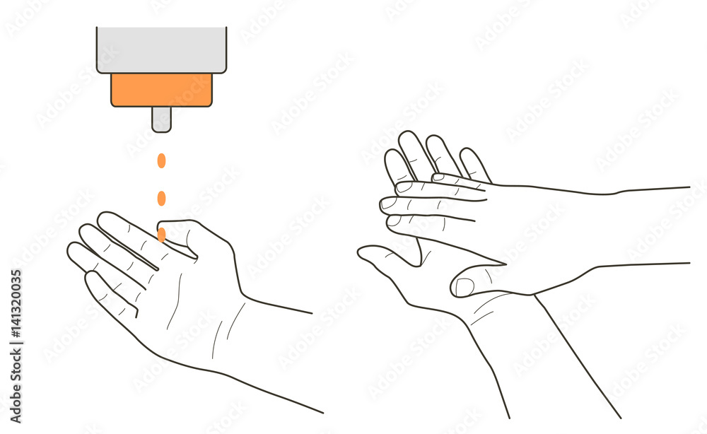 Disinfection liquid appling, vector sign Disinfection liquid appling, vector sign