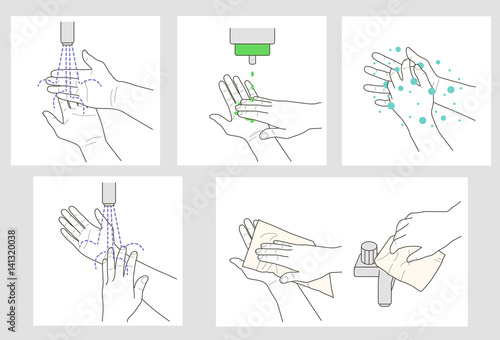 Wash hands vector instruction