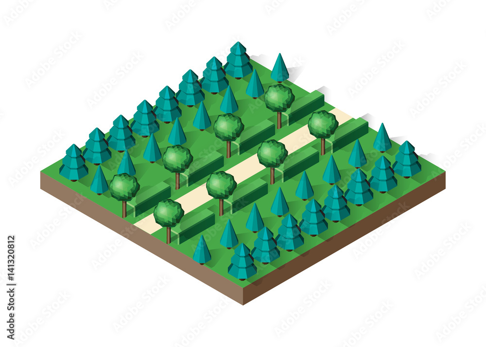 Isometric view projection summer landscape. Isometric view projection summer landscape.