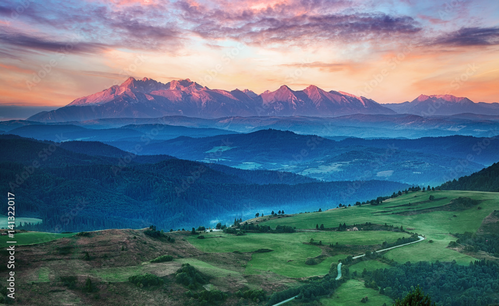 Summer mountain landscape in Slovakia