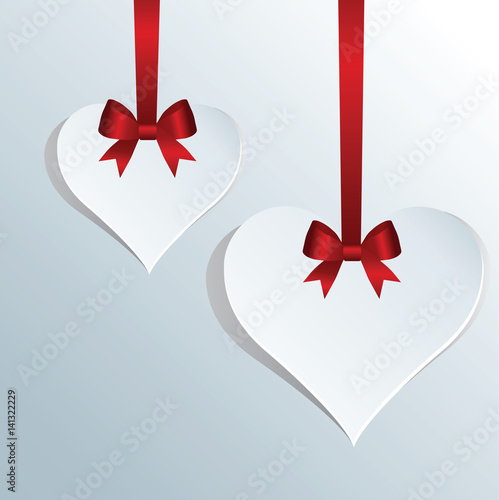 Abstract paper hearts. Heart in gift. Vector image.