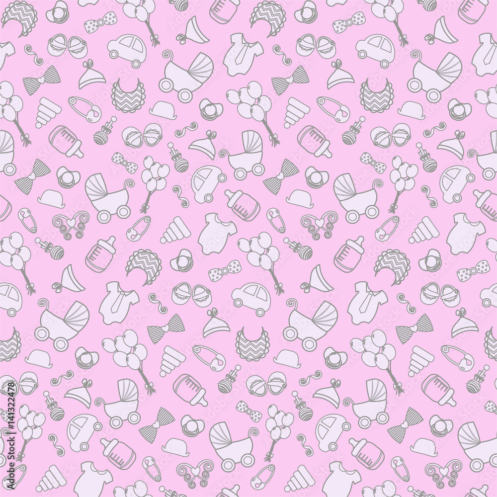 Baby girls seamless pattern background. baby background. Vector seamless  pregnancy pattern. for Shower. Stock Vector