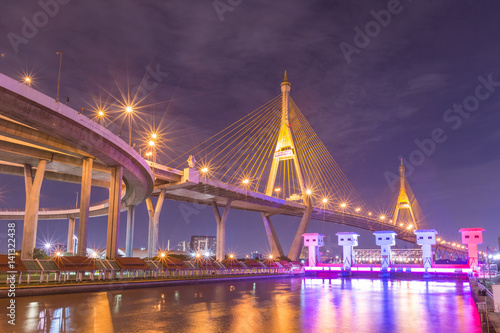 Bhumibol Bridge at night