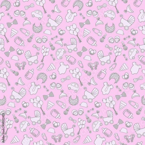 Baby girls seamless pattern background. baby background. Vector seamless pregnancy pattern. for Shower.