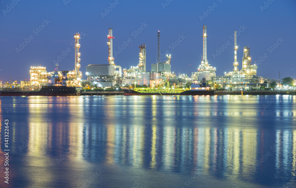 Petroleum refinery at night