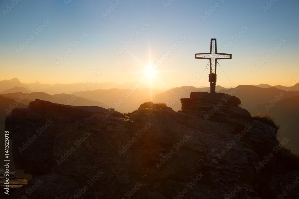 Sunrise on a mountain summit at sunrise Sunrise on a mountain summit at sunrise