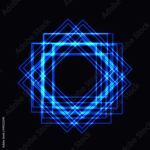 Wallpaper Mural Abstract blue neon shape, futuristic wavy fractal of star Torontodigital.ca