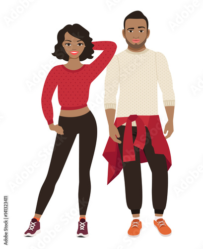 African couple in sport style clothes