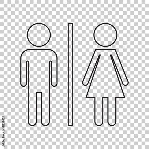 WC, toilet line vector icon . Men and women sign for restroom on isolated background.
