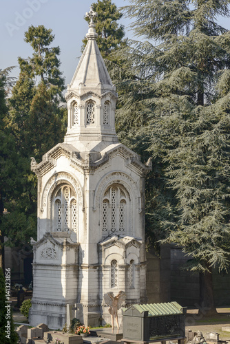 decorated mausoleum at Monumental Cemetery, Milan