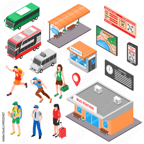 Bus Terminal Isometric Set