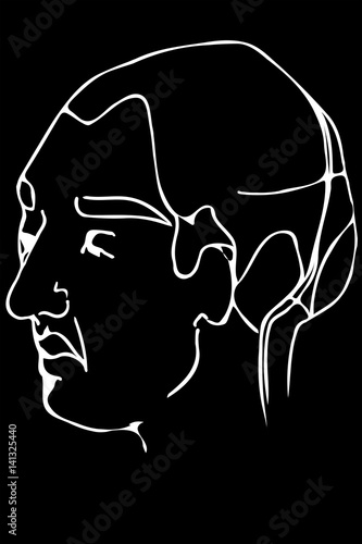 vector sketch of the face of an adult male
