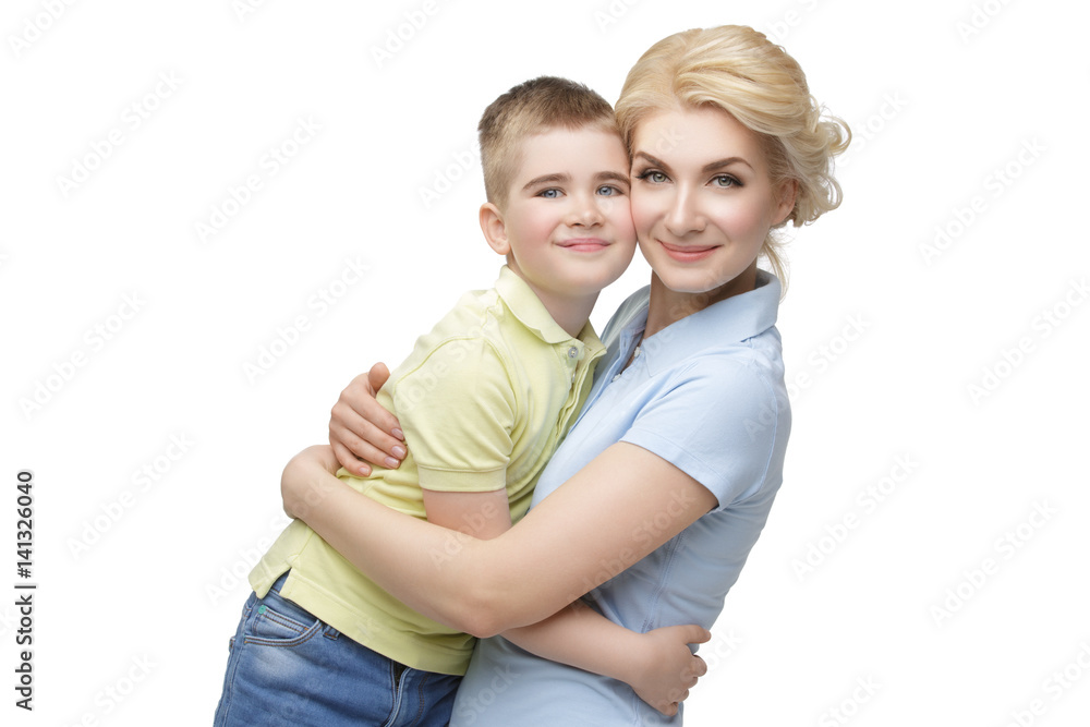 Young mother hugging son Young mother hugging son