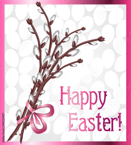 Easter card with a bouquet of pussy willow