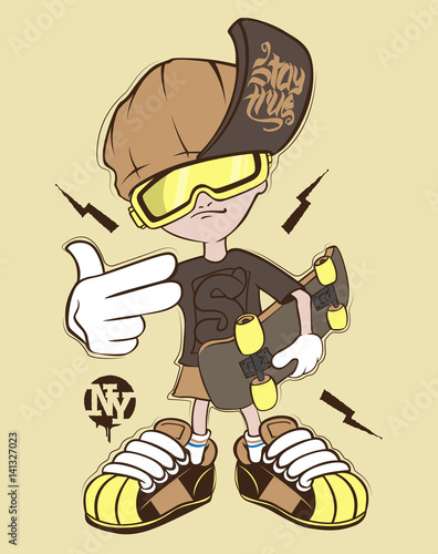 Skate rider t-shirt graphics design vector illustration