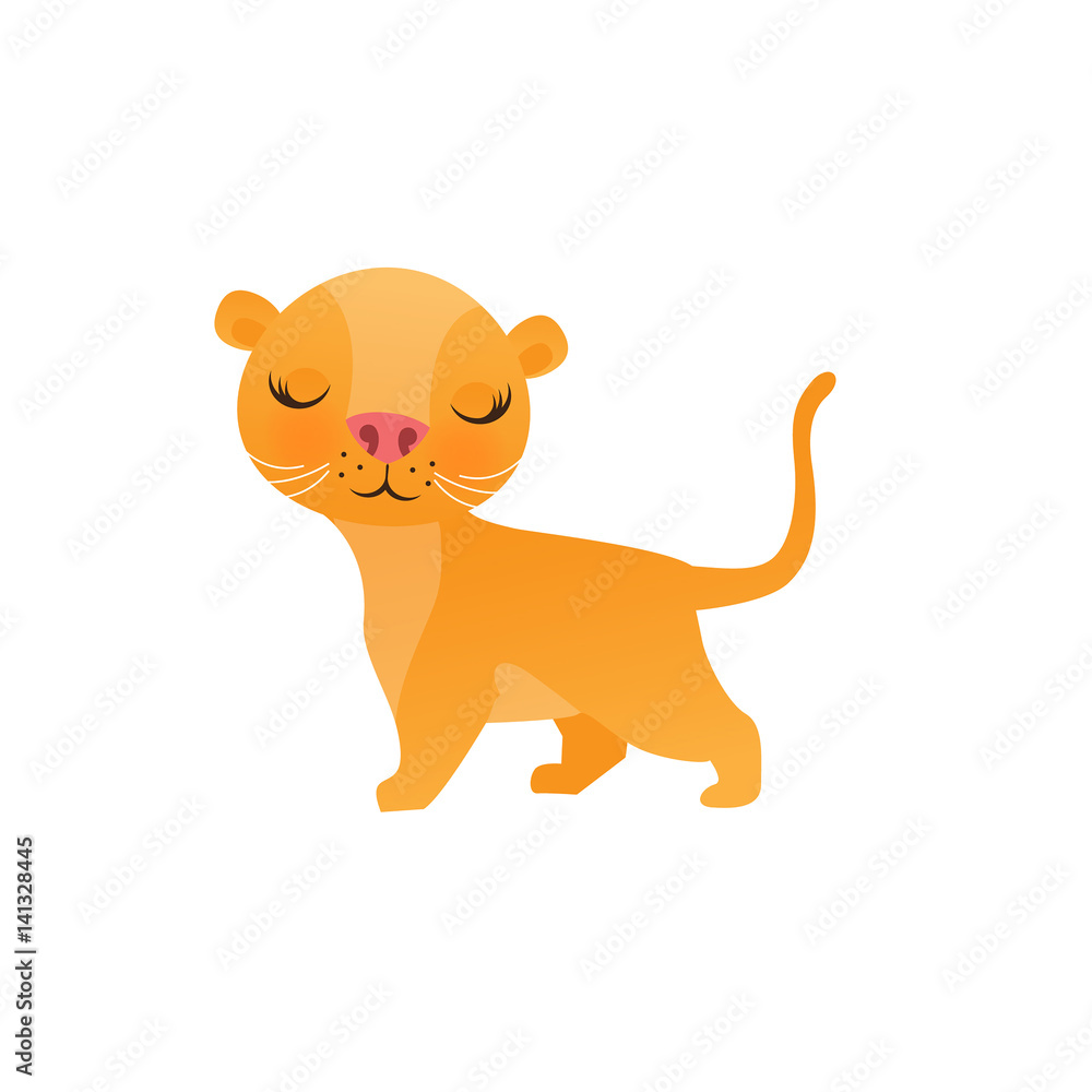 Fototapeta premium Cute lion cartoon on white background vector illustration.