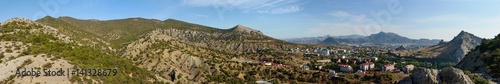 Panorama of Sudak valley environ from Palvani-Oba Mountain  Crimea.