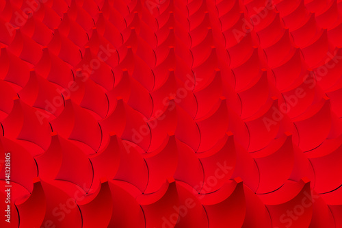 Pattern of red twisted pyramid shapes