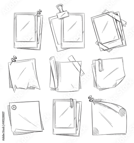 Blank vintage photo frames doodle vector collection