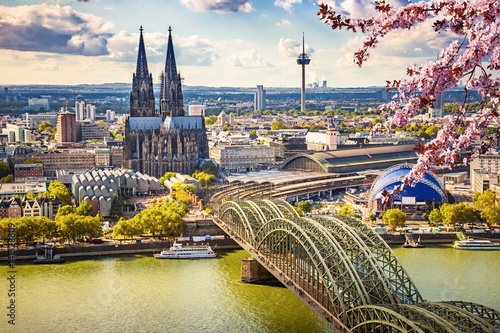 Aerial view of Cologne at spring, Germany photo