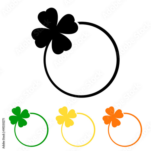 Icono plano trebol tallo en circulo varios colores