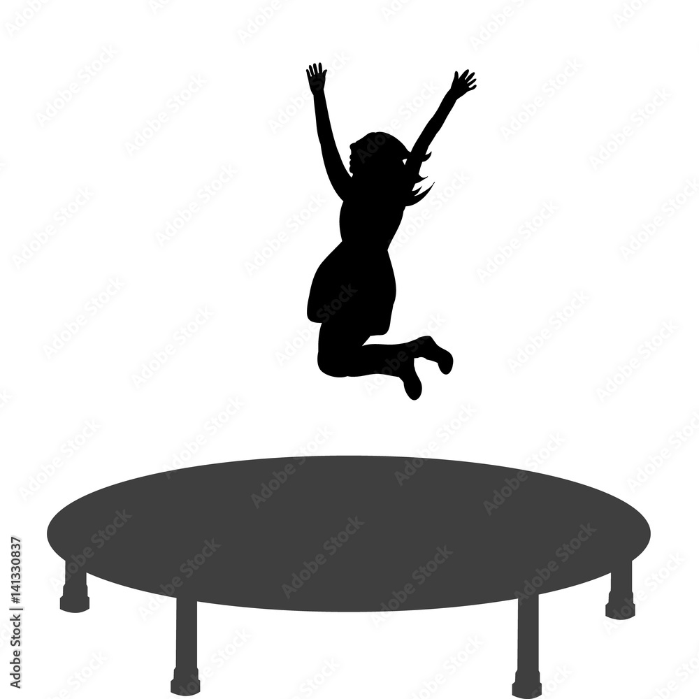 Vector silhouette of a girl jumping on a trampoline Stock Vector | Adobe  Stock
