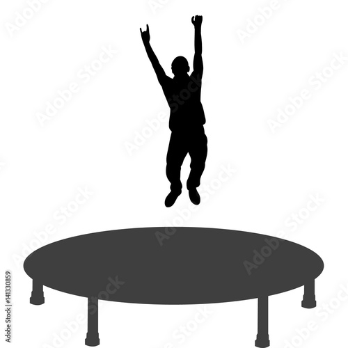 Vector, silhouette of a man jumping on a trampoline