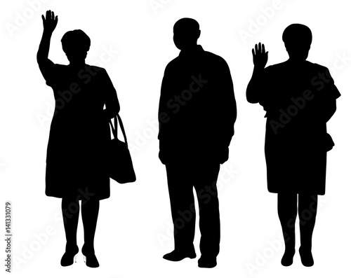 Vector, silhouette man and woman, stand,