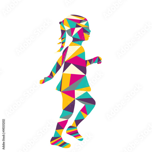 Vector, silhouette of a child, triangles