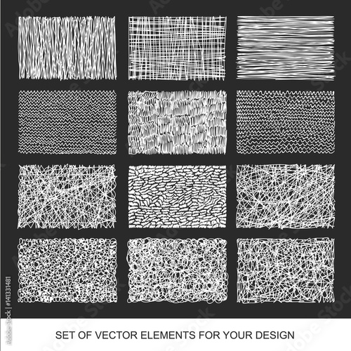 Collection of textures, brushes, graphics, design element. Hand-drawn. Abstract background. Modernistic Art.